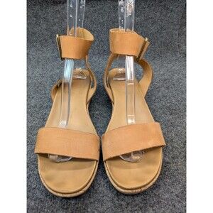 Kork-Ease Womens 10M Tan Leather Ankle Strap Wedge Sandals Cork Platform